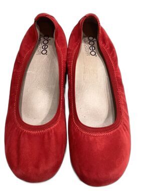 Obeo Tia Bio System Red Suede Leather Ballet Flats Womens 9.5M Comfort Orthotic